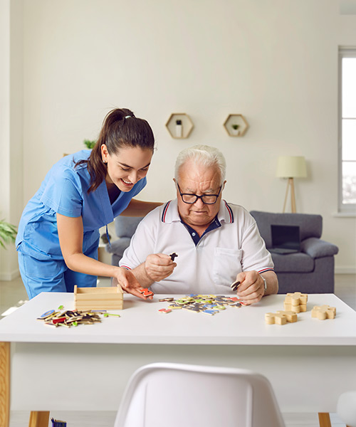 Caregiver with senior client