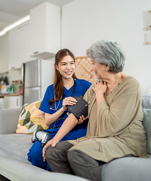 Caregiver with senior client