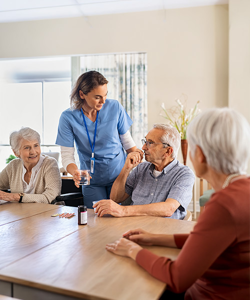 Caregiver with senior client