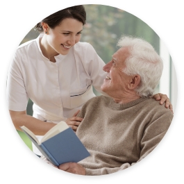 Caregiver helping elderly person
