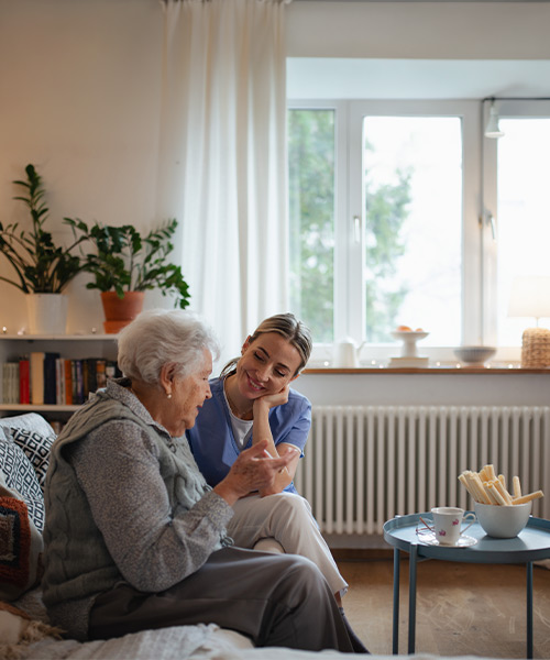 Caregiver with senior client